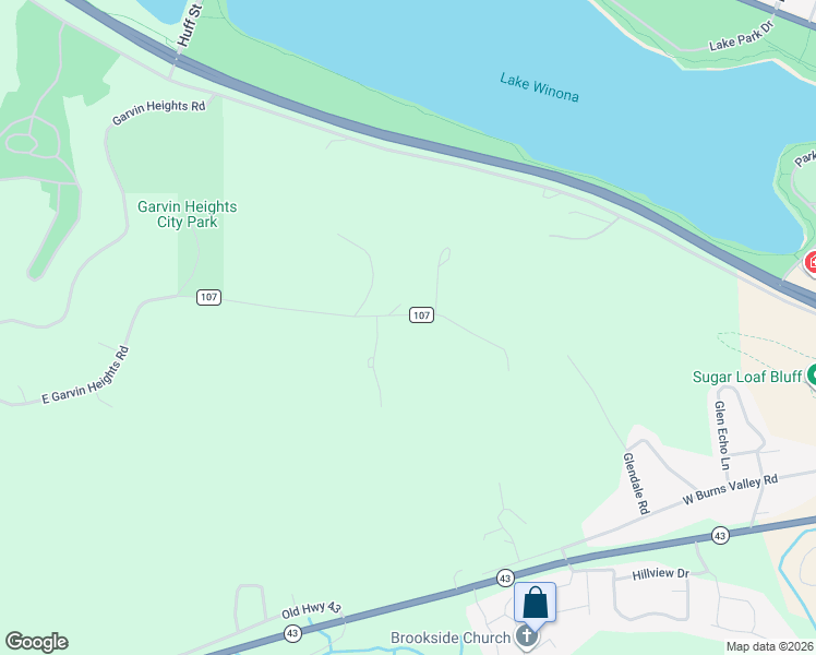 map of restaurants, bars, coffee shops, grocery stores, and more near 58 Wildridge Drive in Winona