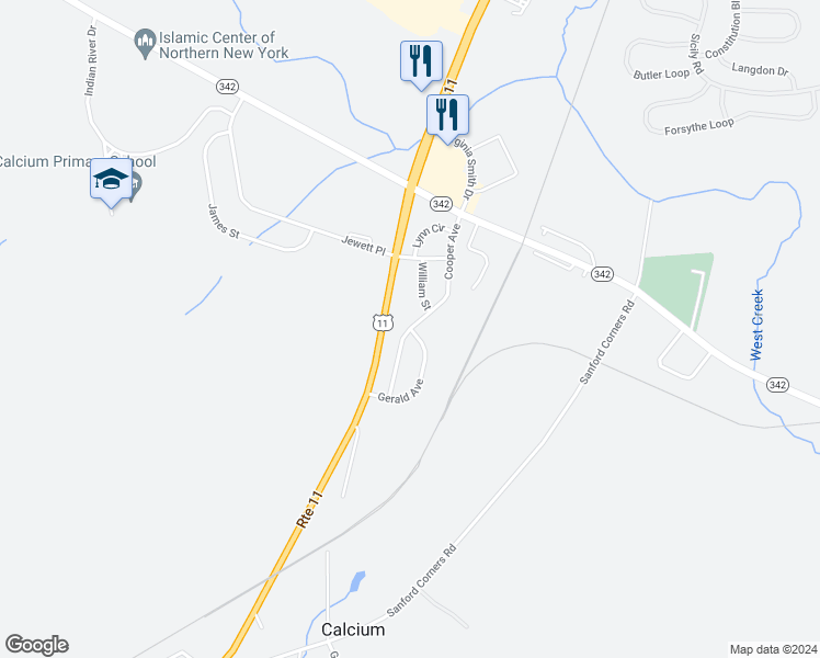 map of restaurants, bars, coffee shops, grocery stores, and more near 25004 Cooper Avenue in Calcium
