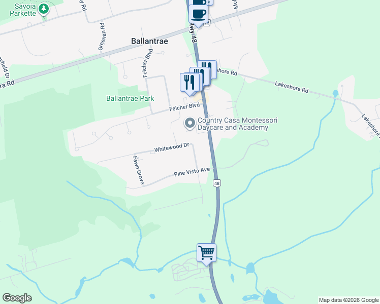 map of restaurants, bars, coffee shops, grocery stores, and more near 24 Whitewood Drive in Whitchurch-Stouffville