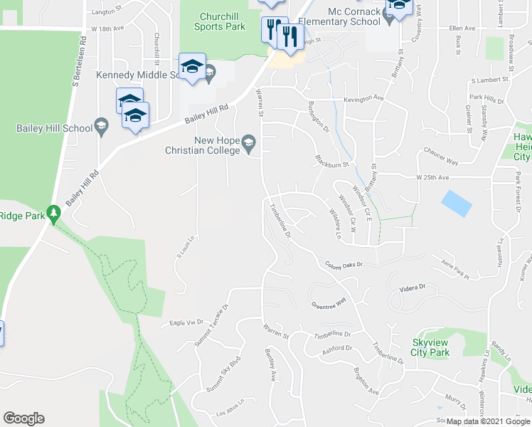map of restaurants, bars, coffee shops, grocery stores, and more near 2607 Woodstone Place in Eugene