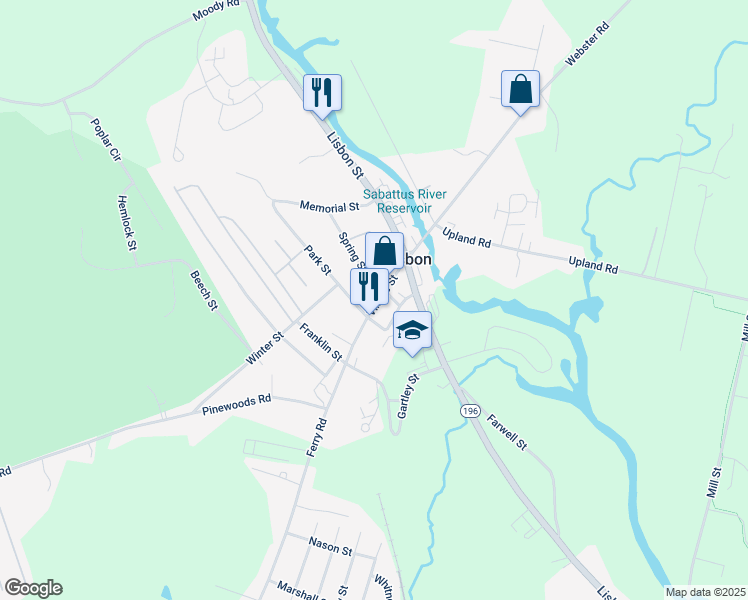 map of restaurants, bars, coffee shops, grocery stores, and more near 15 Village Street in Lisbon