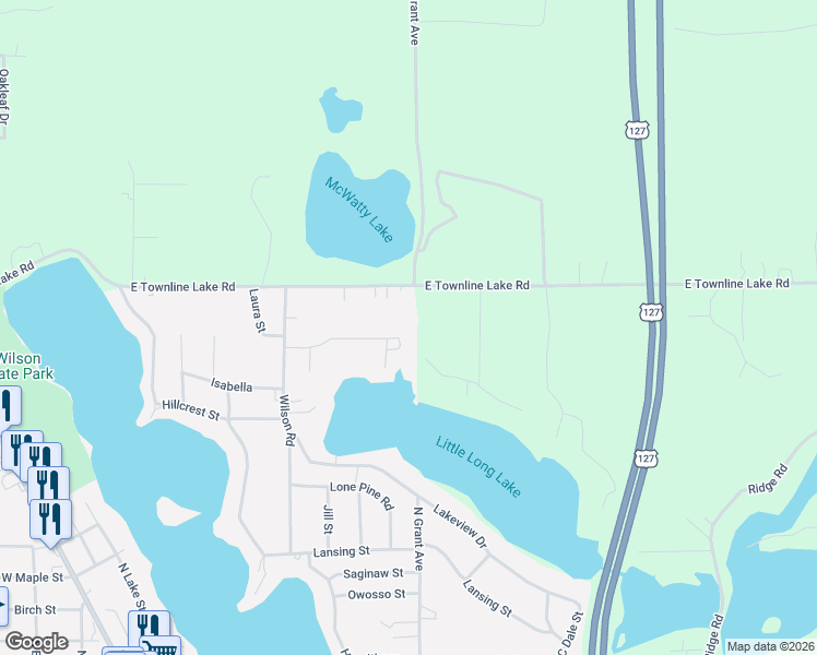map of restaurants, bars, coffee shops, grocery stores, and more near 2950 East Townline Lake Road in Harrison