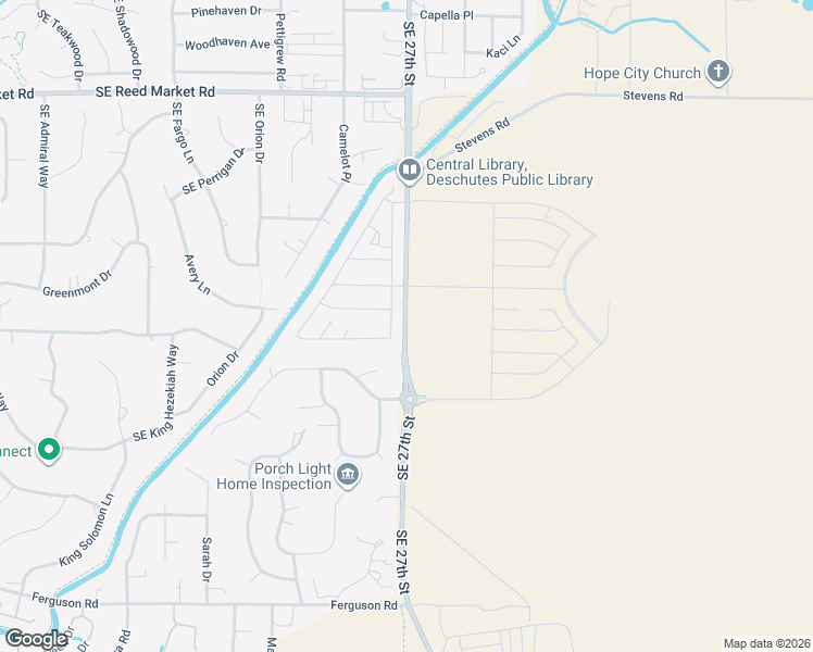 map of restaurants, bars, coffee shops, grocery stores, and more near 61400 Southeast 27th Street in Bend