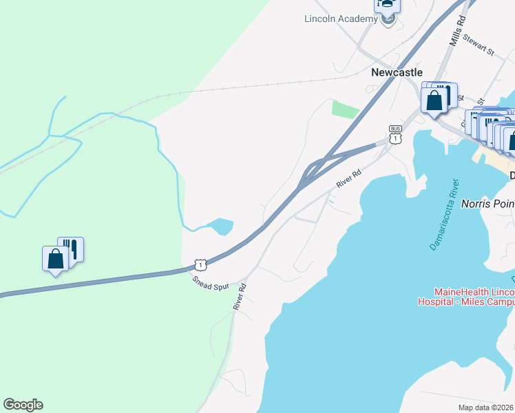 map of restaurants, bars, coffee shops, grocery stores, and more near 14 Hopkins Hill Road in Newcastle
