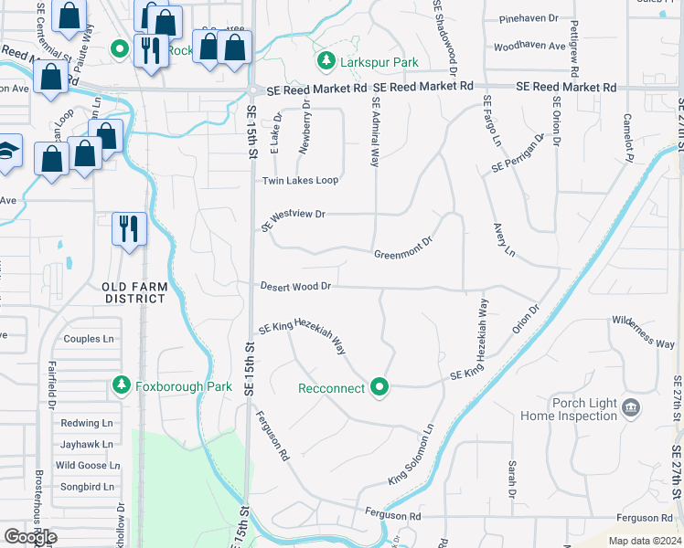 map of restaurants, bars, coffee shops, grocery stores, and more near 20886 Desert Wood Drive in Bend