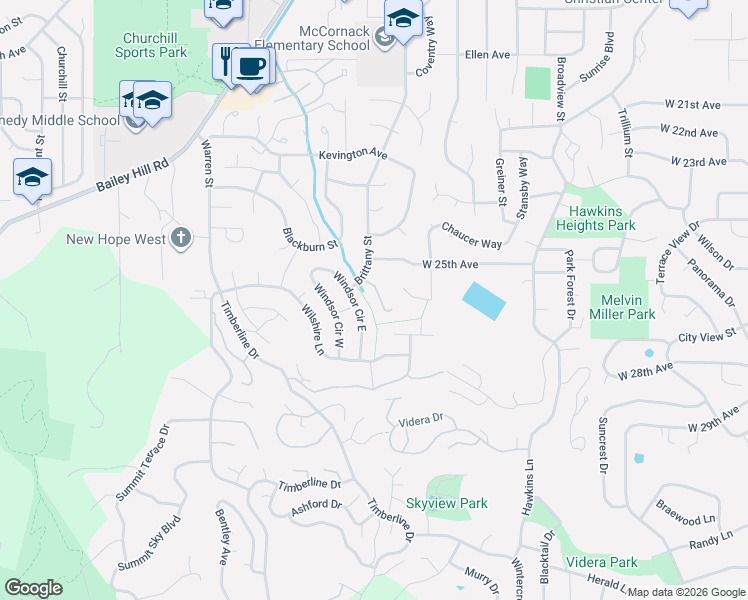 map of restaurants, bars, coffee shops, grocery stores, and more near 2575 Chaucer Court in Eugene