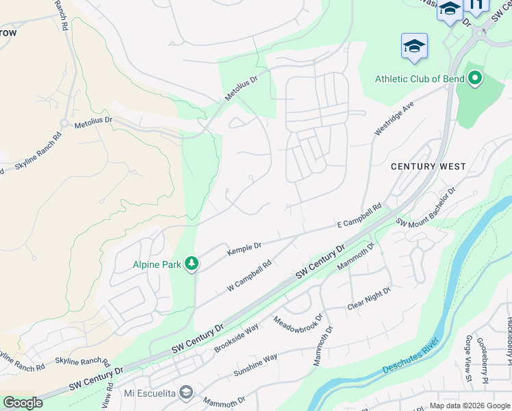 map of restaurants, bars, coffee shops, grocery stores, and more near 19470 Bainbridge Court in Bend