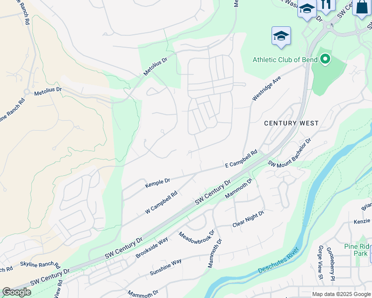 map of restaurants, bars, coffee shops, grocery stores, and more near 61375 Cultus Lake Court in Bend