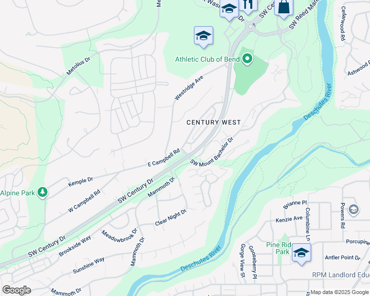 map of restaurants, bars, coffee shops, grocery stores, and more near 61418 Linton Loop in Bend