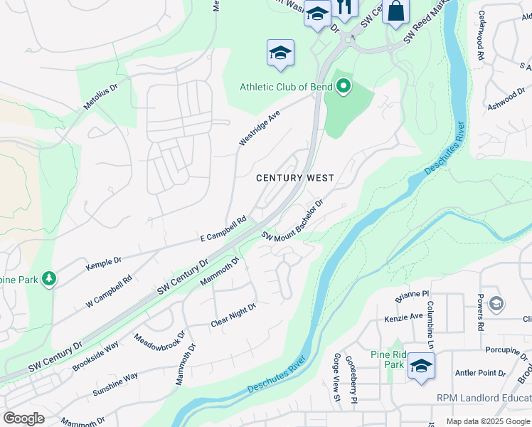 map of restaurants, bars, coffee shops, grocery stores, and more near 61418 Linton Loop in Bend