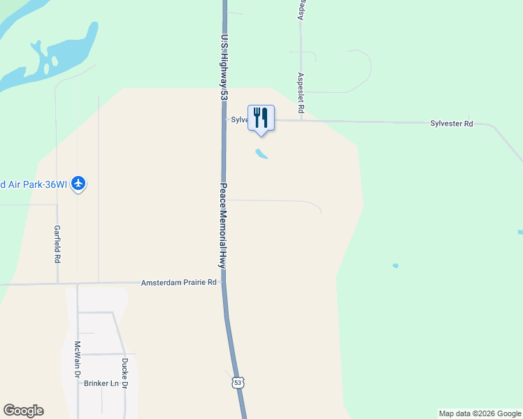 map of restaurants, bars, coffee shops, grocery stores, and more near W7389 Sylvester Road in Holmen