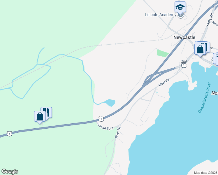 map of restaurants, bars, coffee shops, grocery stores, and more near 14 Hopkins Hill Road in Newcastle