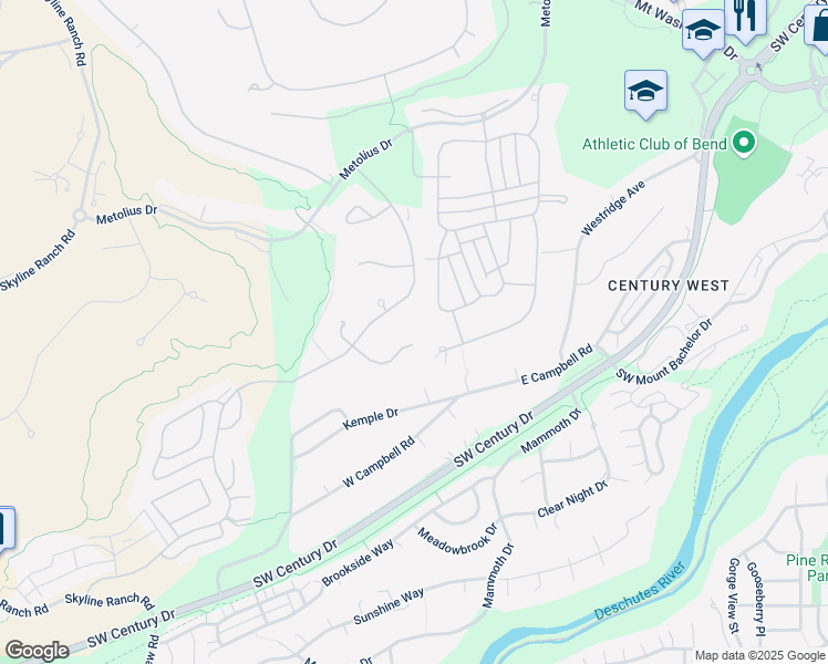 map of restaurants, bars, coffee shops, grocery stores, and more near 61375 Cultus Lake Court in Bend