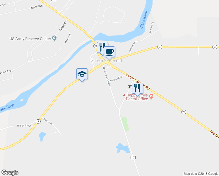 map of restaurants, bars, coffee shops, grocery stores, and more near 25120 County Road 197 in Great Bend