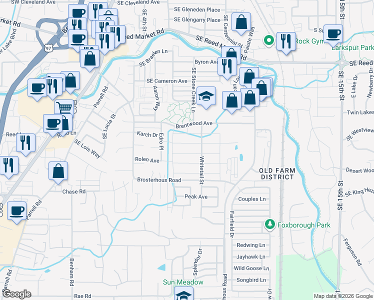 map of restaurants, bars, coffee shops, grocery stores, and more near 20555 Rolen Ave in Bend