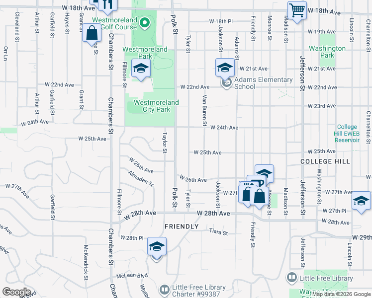 map of restaurants, bars, coffee shops, grocery stores, and more near 2490 Tyler Street in Eugene