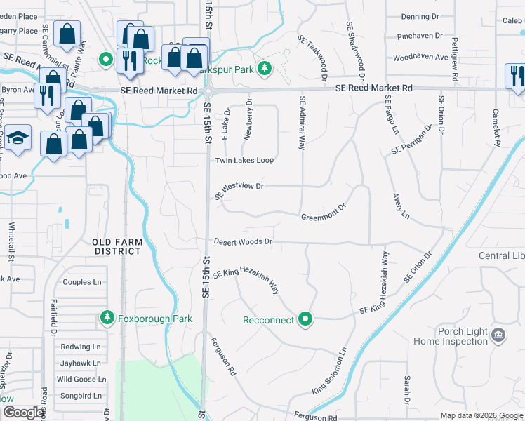 map of restaurants, bars, coffee shops, grocery stores, and more near 20863 Greenmont Drive in Bend
