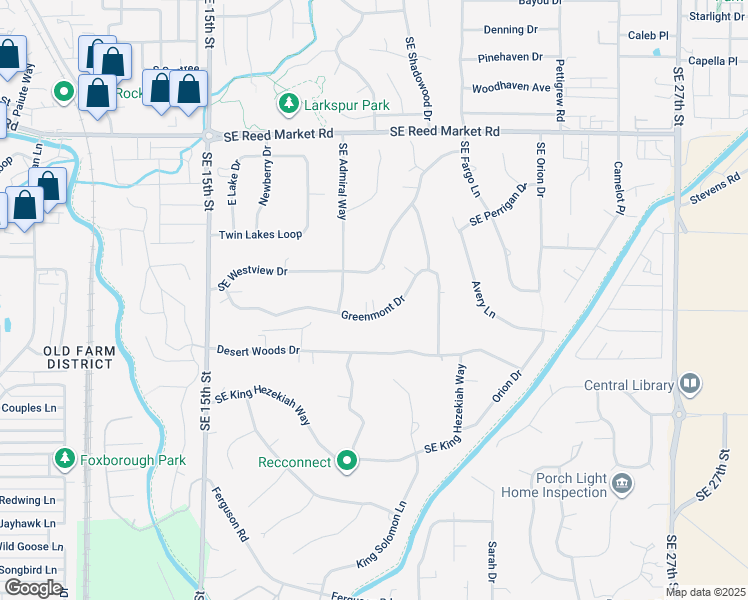 map of restaurants, bars, coffee shops, grocery stores, and more near 20941 Southeast Westview Drive in Bend