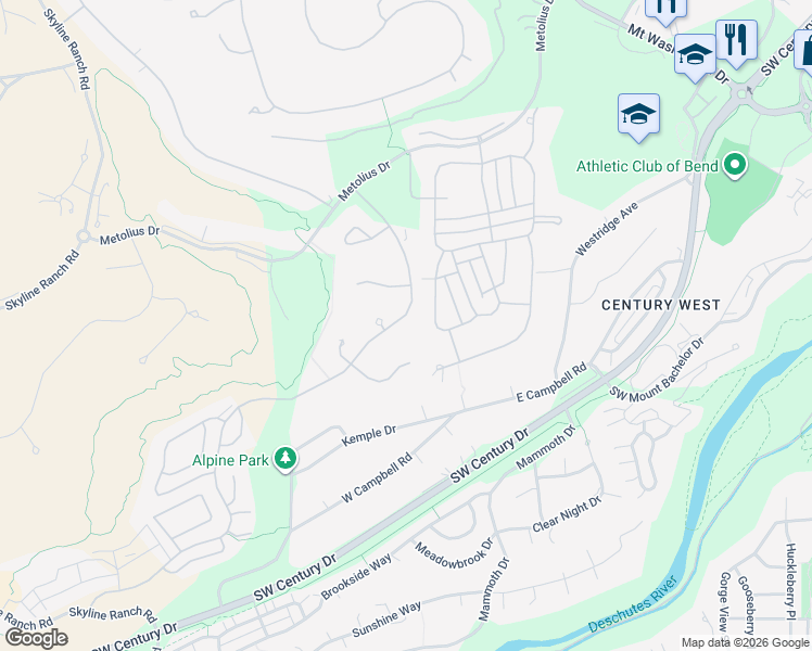 map of restaurants, bars, coffee shops, grocery stores, and more near 61464 Dryer Court in Bend