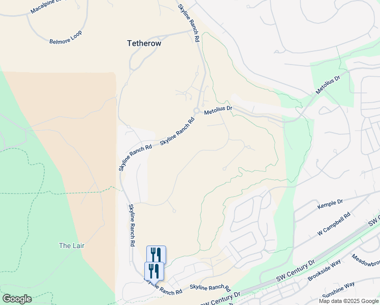 map of restaurants, bars, coffee shops, grocery stores, and more near 61469 Southwest Skene Trail in Bend