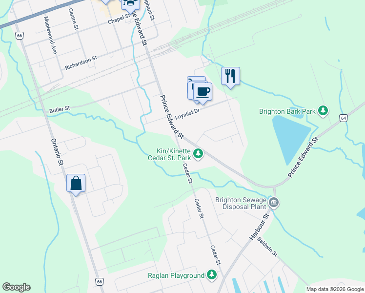 map of restaurants, bars, coffee shops, grocery stores, and more near 1A Cedar Street in Brighton