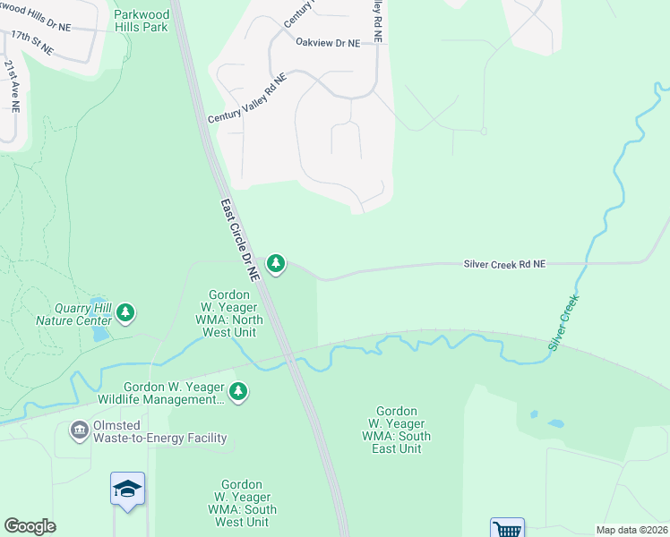 map of restaurants, bars, coffee shops, grocery stores, and more near 3006 Silver Creek Road Northeast in Rochester