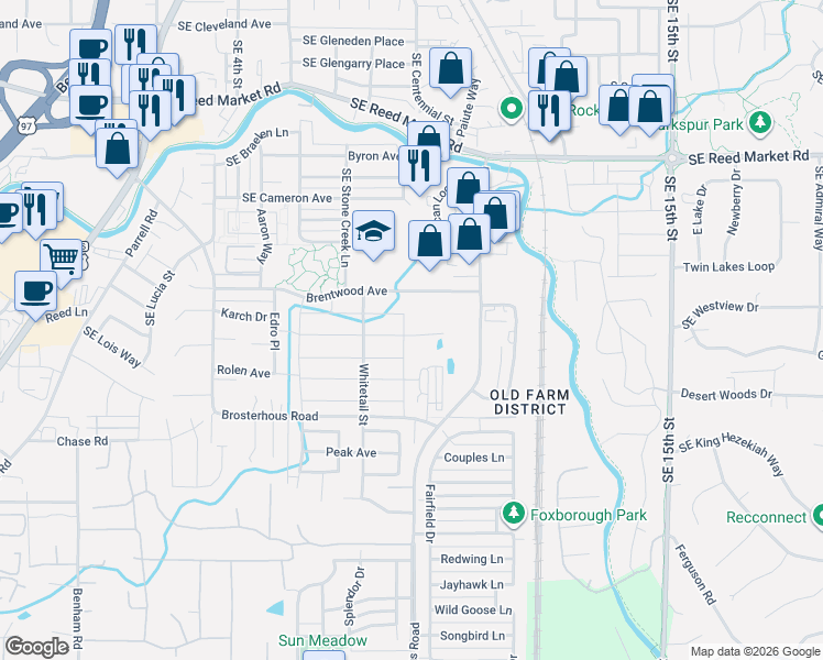 map of restaurants, bars, coffee shops, grocery stores, and more near 20597 Southeast Nina Avenue in Bend