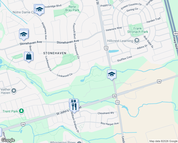 map of restaurants, bars, coffee shops, grocery stores, and more near 1044 Sir Ivor Court in Newmarket