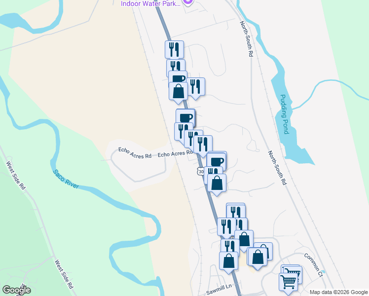 map of restaurants, bars, coffee shops, grocery stores, and more near 1946 White Mountain Highway in Conway
