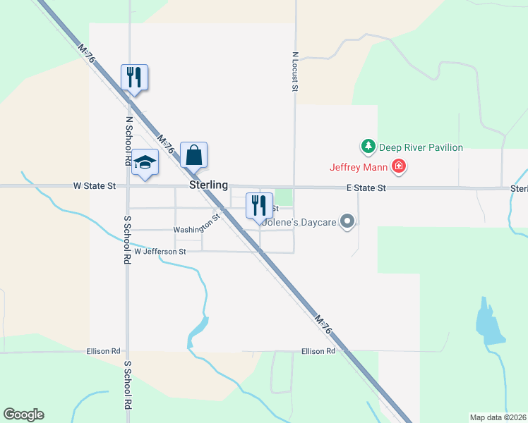 map of restaurants, bars, coffee shops, grocery stores, and more near 200 West Main Street in Sterling