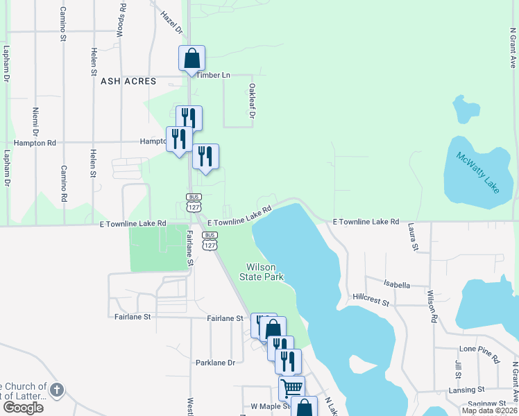 map of restaurants, bars, coffee shops, grocery stores, and more near 2229 East Townline Lake Road in Harrison
