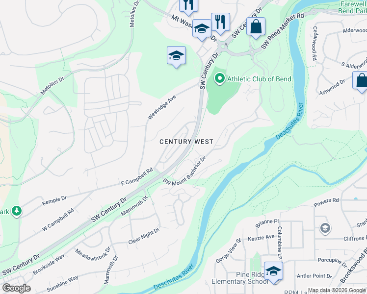 map of restaurants, bars, coffee shops, grocery stores, and more near 61462 Linton Loop in Bend