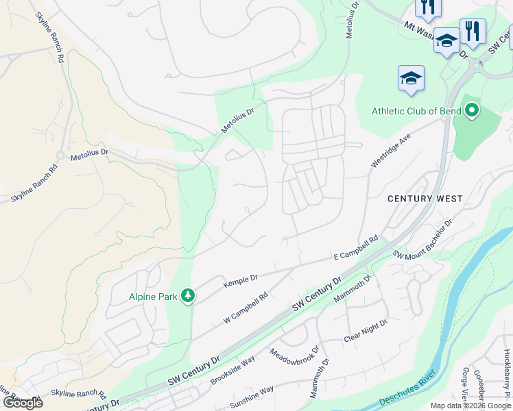 map of restaurants, bars, coffee shops, grocery stores, and more near 61464 Dryer Court in Bend