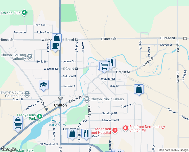 map of restaurants, bars, coffee shops, grocery stores, and more near 24 Mill Street in Chilton