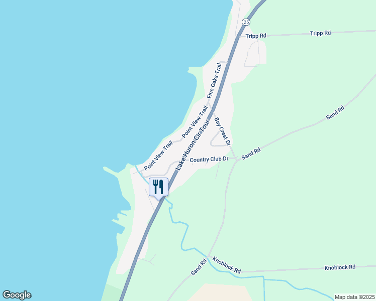 map of restaurants, bars, coffee shops, grocery stores, and more near 1062 Port Austin Road in Port Austin