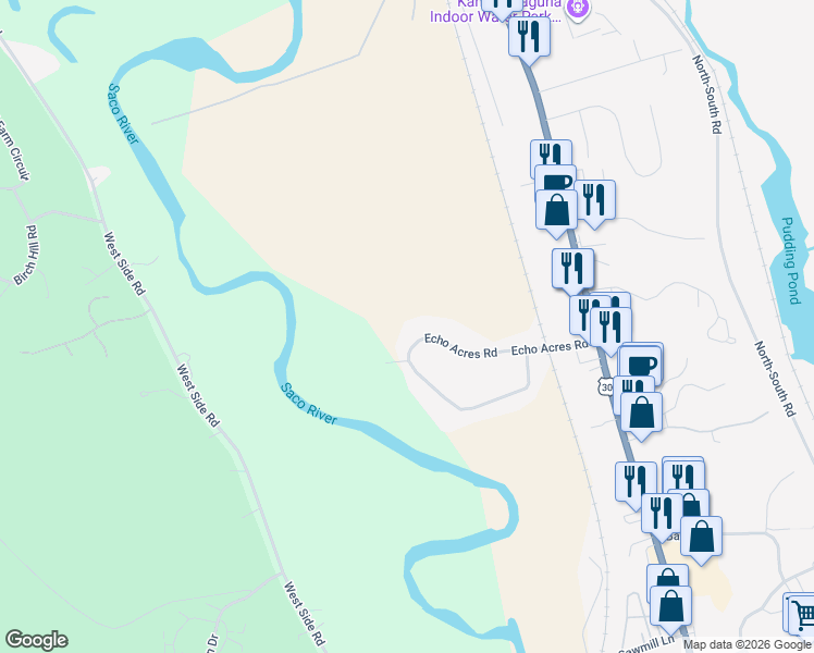 map of restaurants, bars, coffee shops, grocery stores, and more near 186 Echo Acres Road in Conway