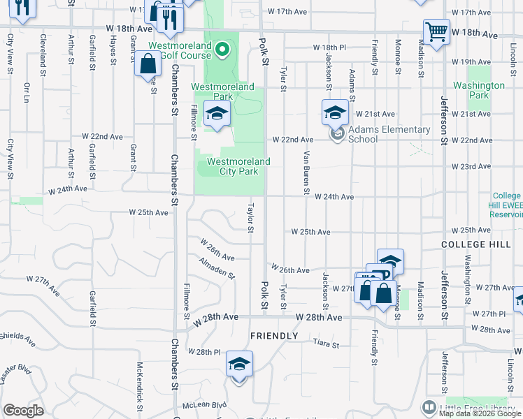 map of restaurants, bars, coffee shops, grocery stores, and more near 2430 Polk Street in Eugene