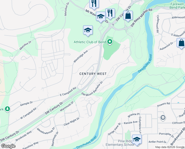 map of restaurants, bars, coffee shops, grocery stores, and more near 61462 Linton Loop in Bend