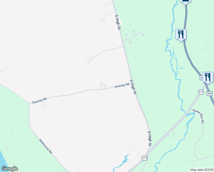 map of restaurants, bars, coffee shops, grocery stores, and more near 41 Sawyer Circle in Bridgton