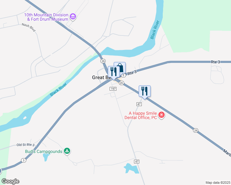 map of restaurants, bars, coffee shops, grocery stores, and more near 25081 Woolworth Street in Carthage