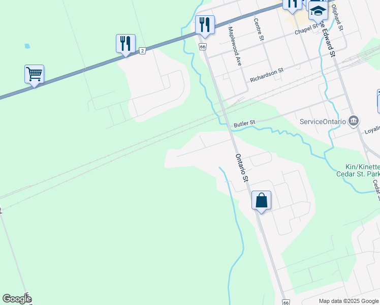 map of restaurants, bars, coffee shops, grocery stores, and more near 26 Butler Street West in Brighton