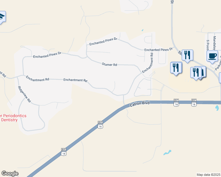 map of restaurants, bars, coffee shops, grocery stores, and more near 801-805 Enchantment Road in Rapid City