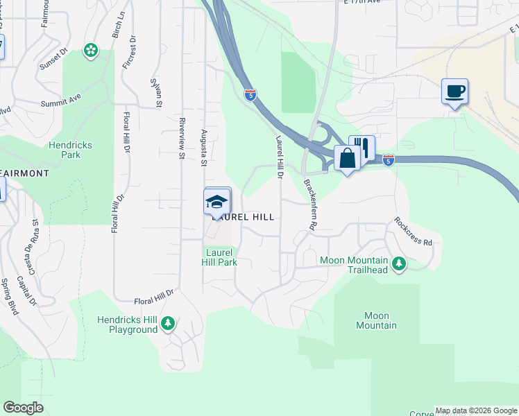 map of restaurants, bars, coffee shops, grocery stores, and more near 2947 Chandler Avenue in Eugene