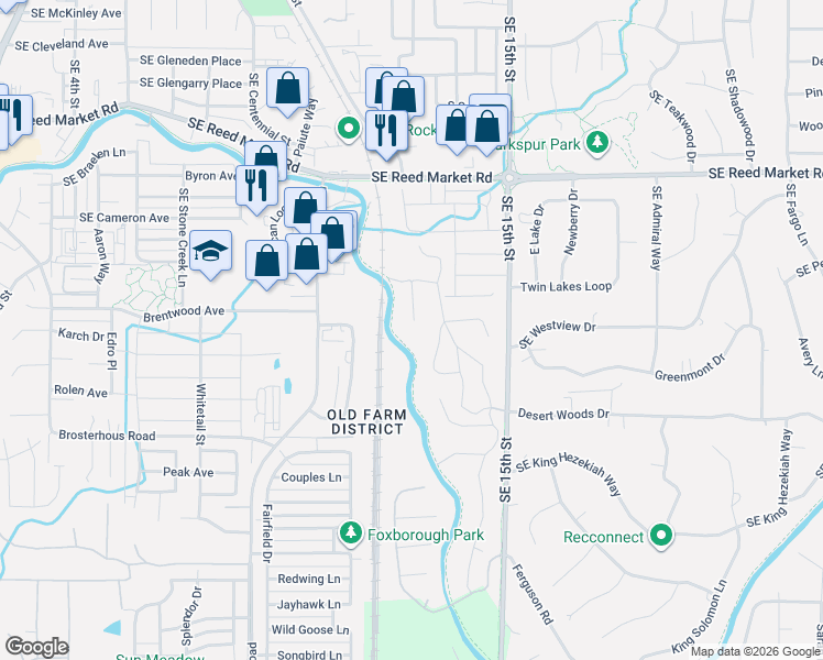 map of restaurants, bars, coffee shops, grocery stores, and more near 61479 Barleycorn Lane in Bend