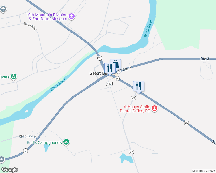 map of restaurants, bars, coffee shops, grocery stores, and more near 25081 Woolworth Street in Carthage