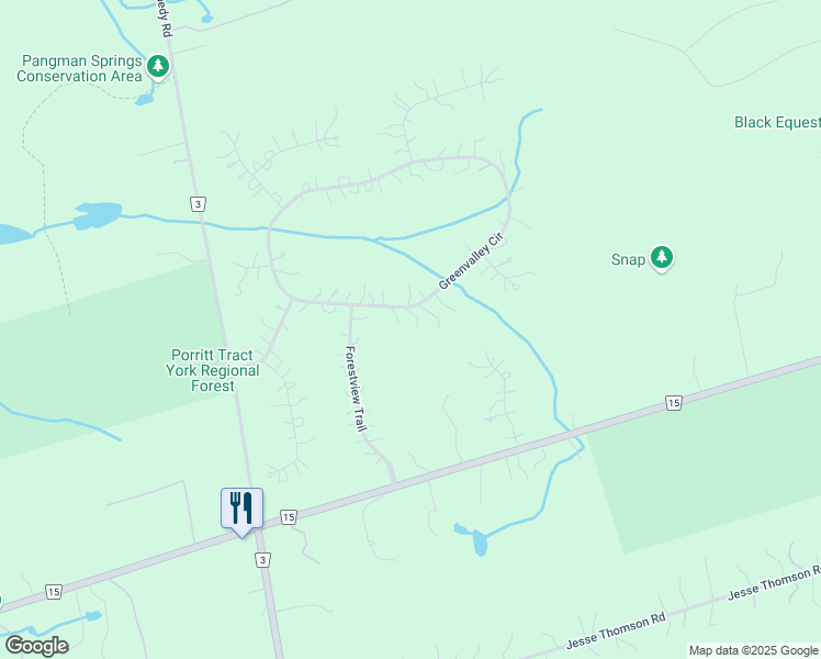 map of restaurants, bars, coffee shops, grocery stores, and more near 8 Greenvalley Circle in Newmarket