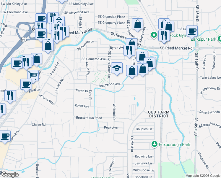 map of restaurants, bars, coffee shops, grocery stores, and more near 20594 Southeast Nina Avenue in Bend