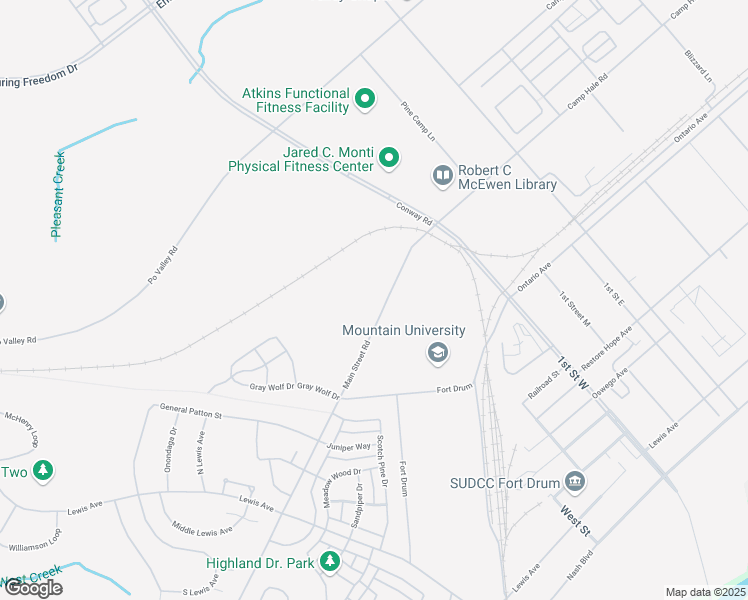 map of restaurants, bars, coffee shops, grocery stores, and more near 8925 Main Street Road in Fort Drum