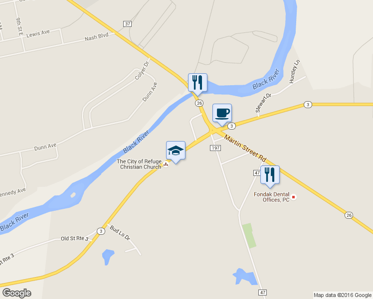 map of restaurants, bars, coffee shops, grocery stores, and more near 32587 Route 3 in Carthage