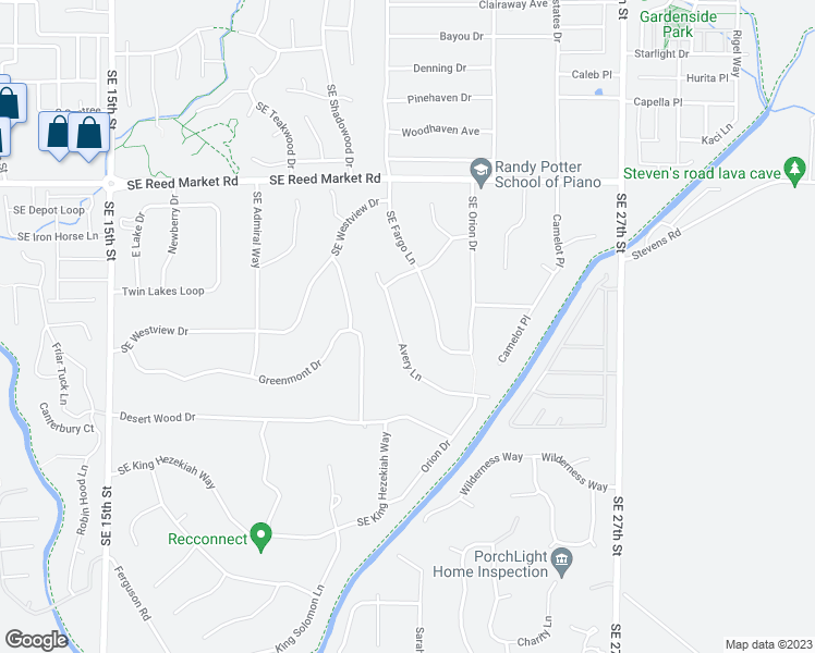 map of restaurants, bars, coffee shops, grocery stores, and more near 21000 Avery Lane in Bend